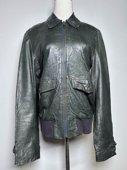 Women Size S Dolce & Gabbana Green Solid Leather Jacket