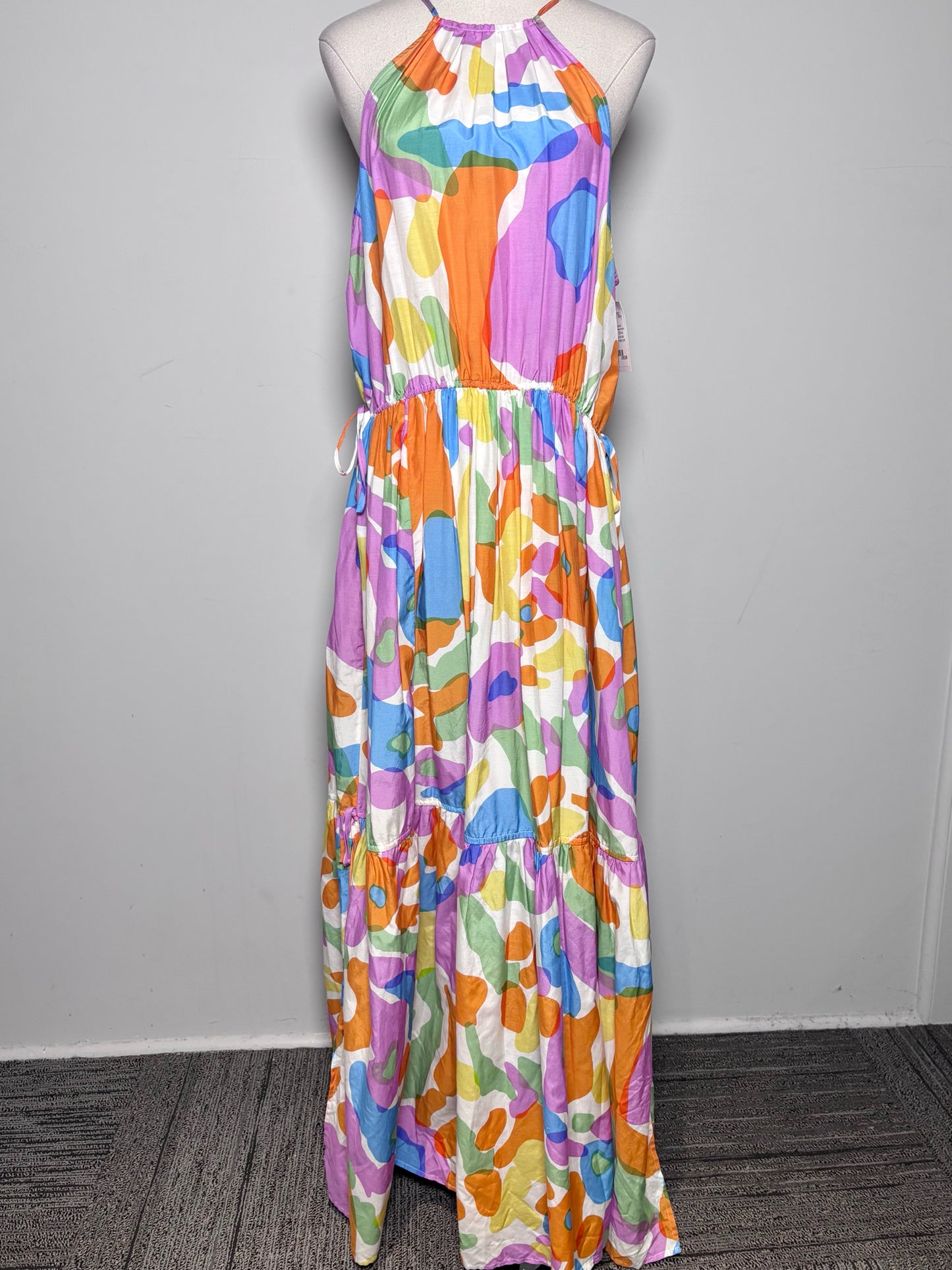 Women Size M Cult Gaia Multi-Color Floral Print Maxi Silk Tiered Dress