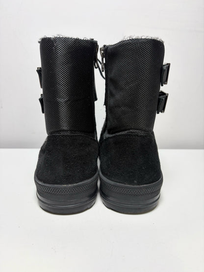Men Shoe Size US 10 Versace Collection Black Leather & Nylon Pre-Owned High-Top Sneakers