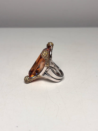 Sterling Silver Citrine Sz 6 20 Carats Sterling Silver Cocktail  Ring