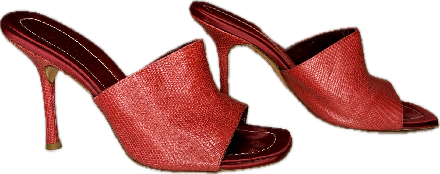 Valentino Garavani Red Leather Cowhide Heels, Sz 37.5
