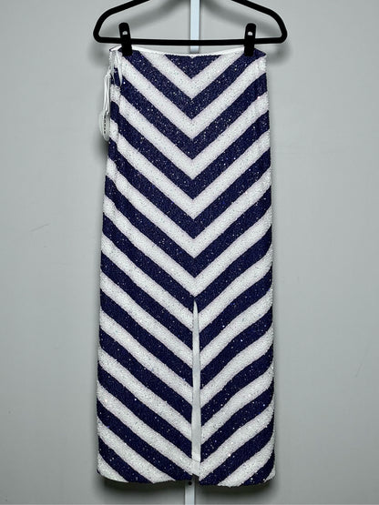 Women Size 8 Staud White, blue V-shapes NWT, Pre-owned Skirt
