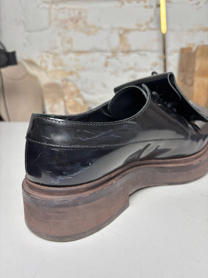 W Shoe Size 37 (6.5) Brunello Cucinelli Black Leather Cowhide Loafers
