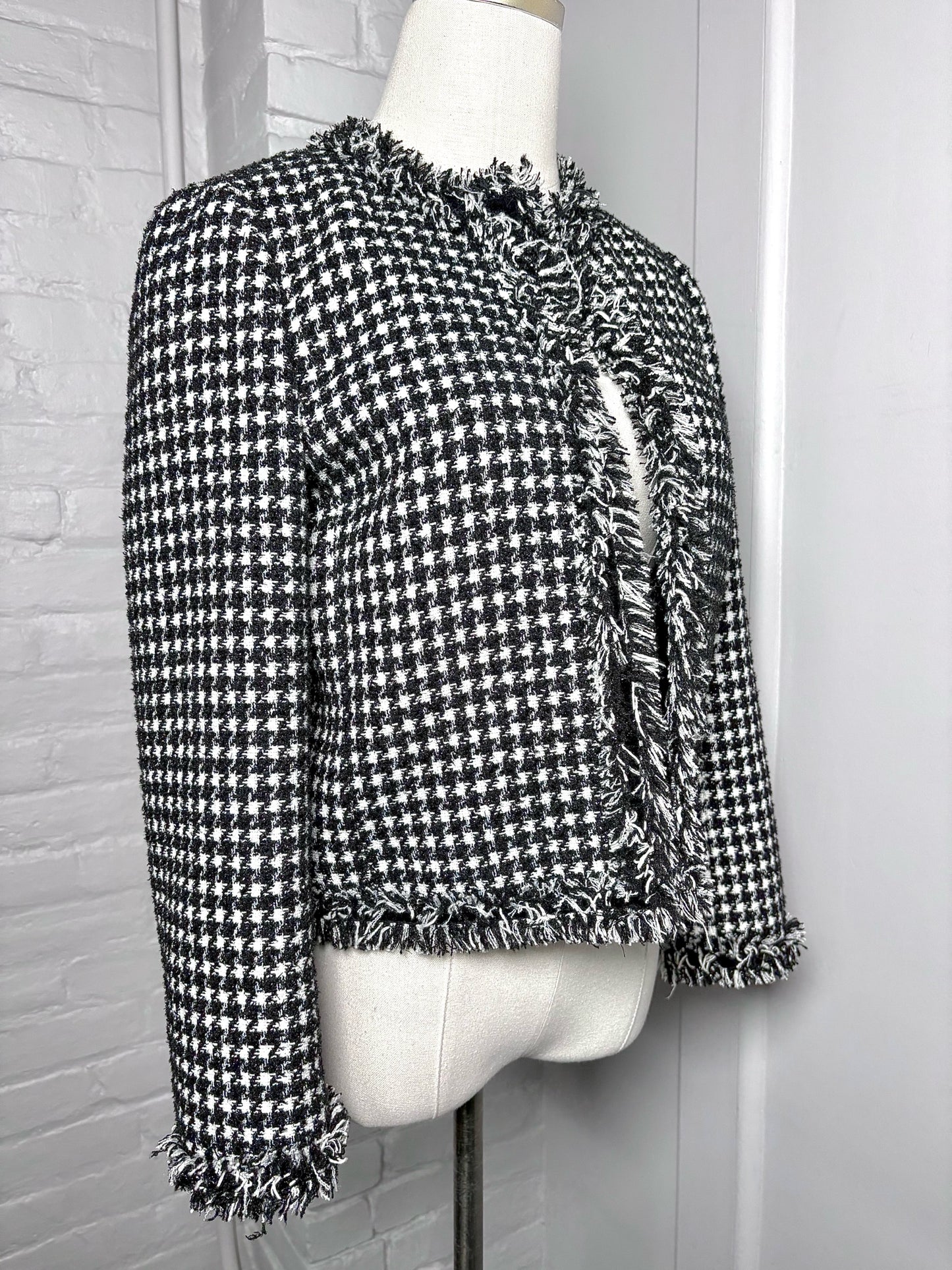 Women Size 2 Kate Spade New York Black & White Tweed Pre-owned Blazer