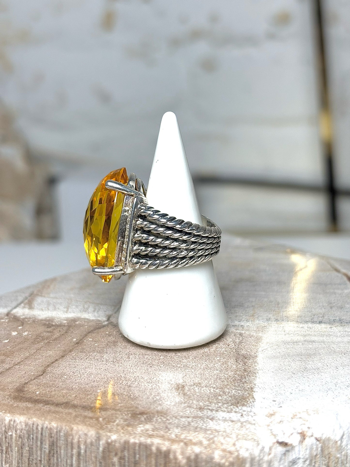 David Yurman Citrine Yellow 7 Wheaton Oval Cocktail Ring