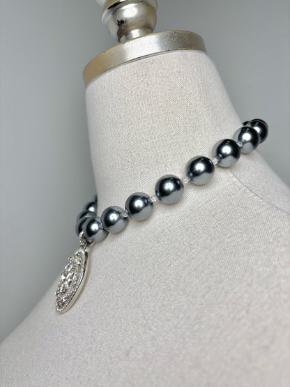 No Label Hematite stones w/CZ Stones Pendant Necklace