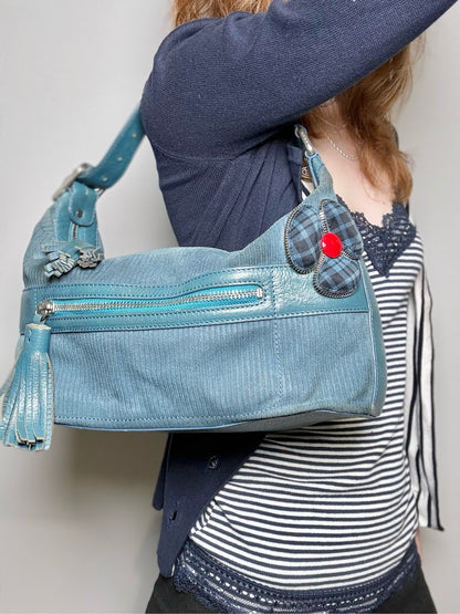 Marc Jacobs Solid Y2K Vintage Pre-owned Teal Fabric/Leather Shoulder Purse