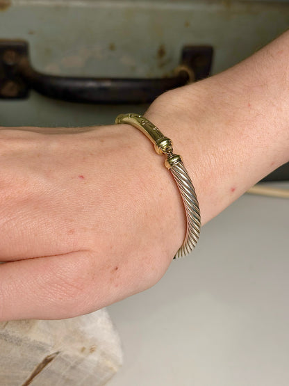 David Yurman Cable Twist, Diamond Bar 14K Gold Bracelet