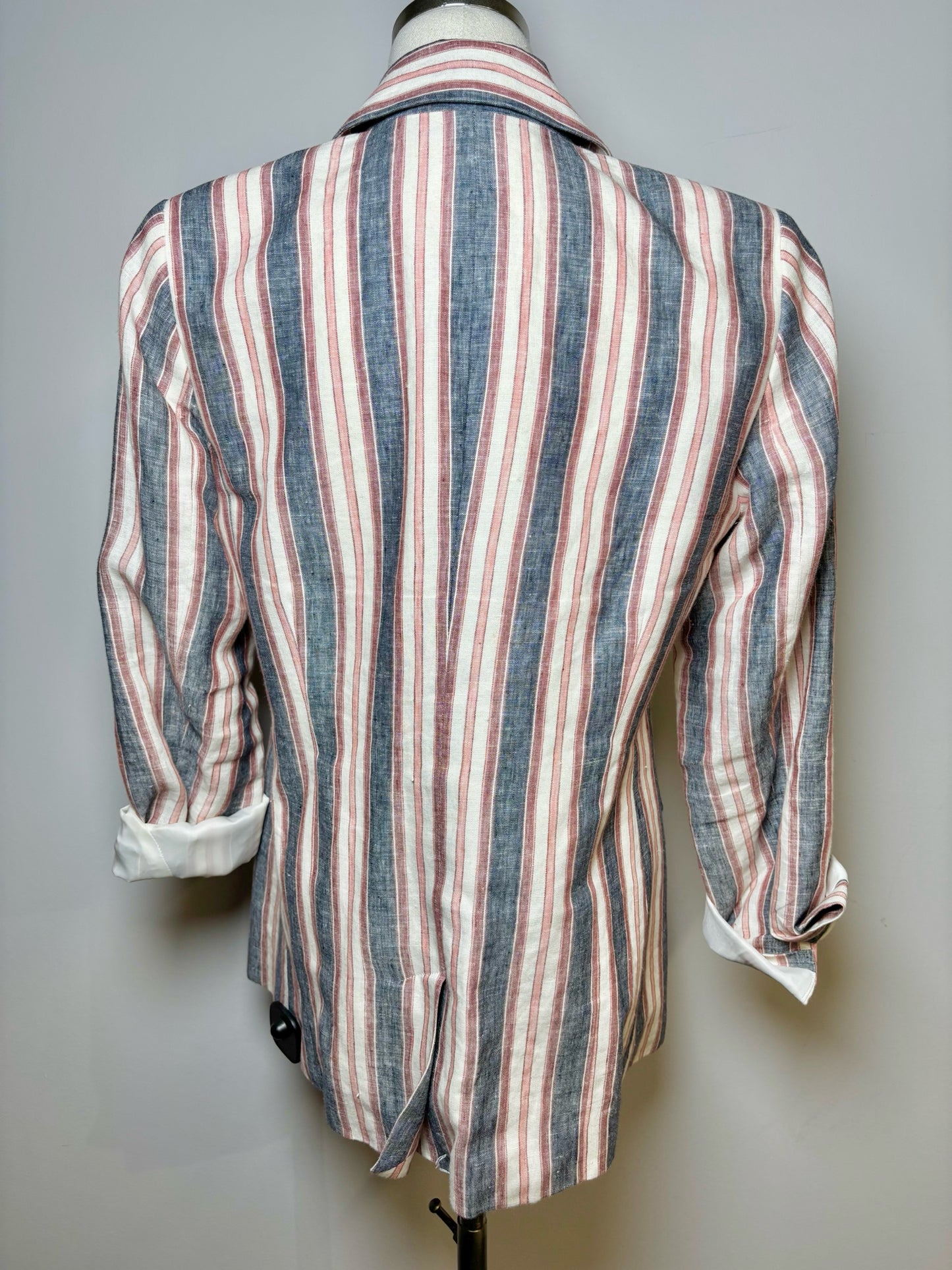 Women Size 6 Frame Multi-Color Stripe Linen Blazer