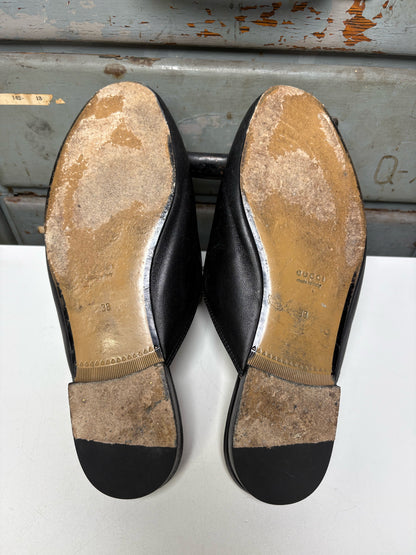 W Shoe Size 38 (7.5 - 8) Gucci Black Leather Slip-ons