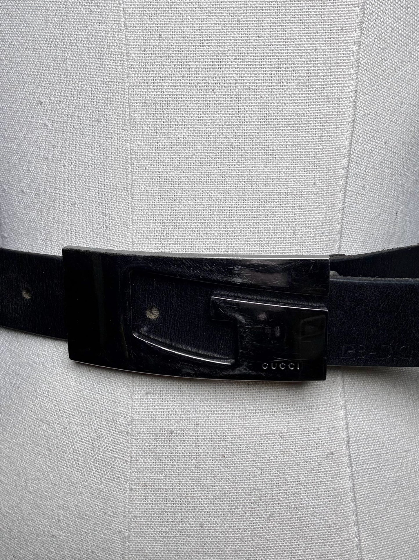 Mens Size M/L Gucci Black Leather Men's G-Buckle Belt