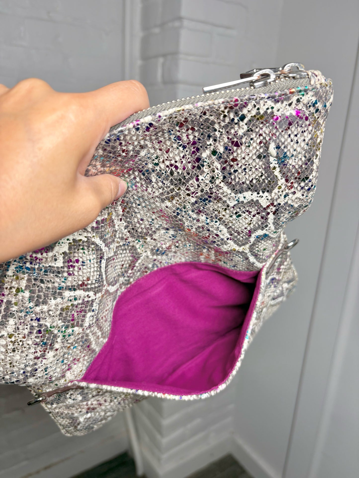 Zadig & Voltaire Snakeskin Print Leather Multi-Color Cowhide Purse