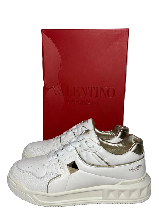 Women's Sz 40 Valentino Garavani One Stud White Platinum Pre-owned Sneakers