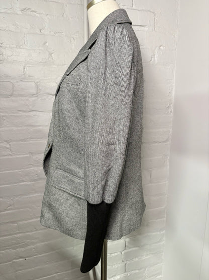 Women Size 12 Veronica Beard Black, White Chevron Blazer