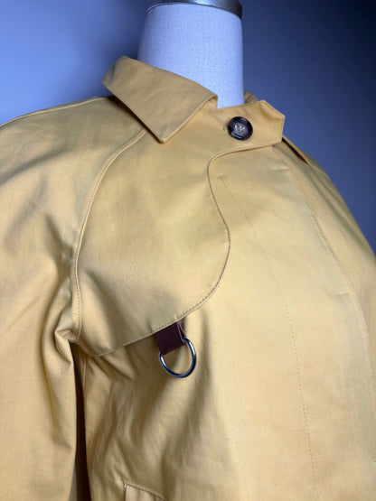 Women Size 40 (0 - 4 US) Prada Yellow Solid Cotton, Leather Trim Coat