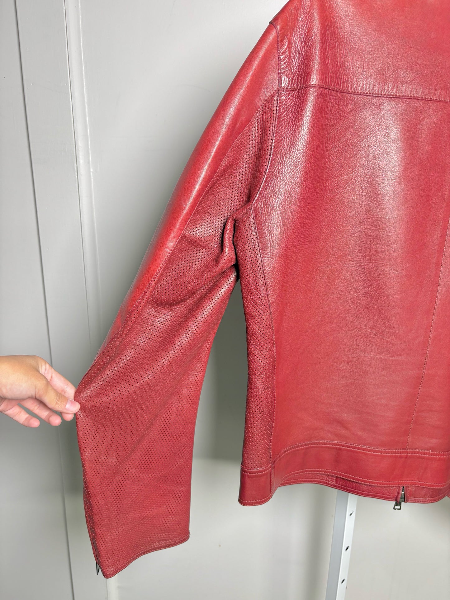 Gucci Burgundy Leather Solid Men's 48 (XL) Jacket