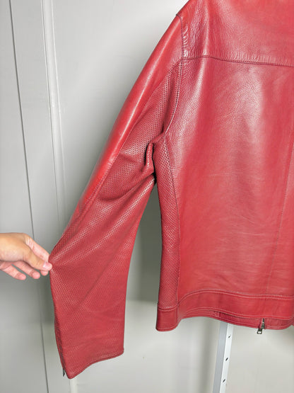Gucci Burgundy Leather Solid Men's 48 (XL) Jacket