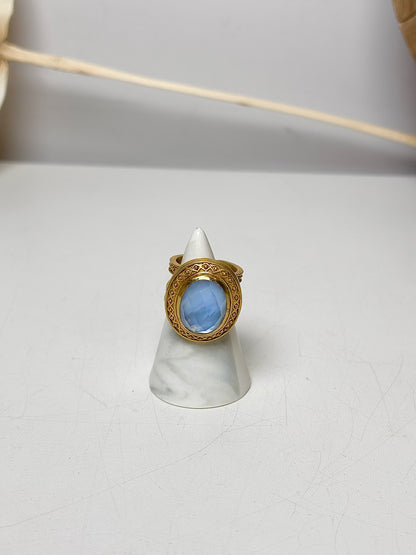 Gold Julie Vos Chalcedony Blue 5.5 24K Gold Plated Ring
