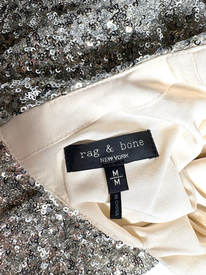 Women Size M Rag & Bone Silver Sequins Pre-owned Top