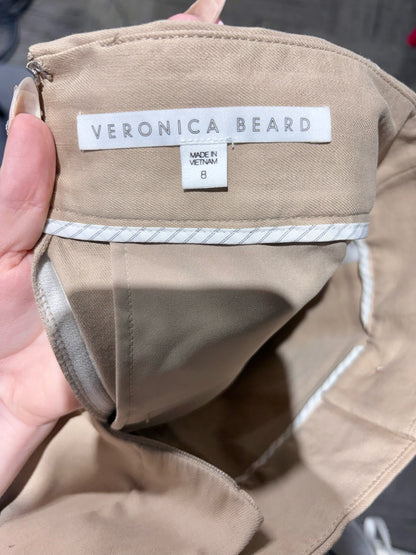 Women Size 8 Veronica Beard Khaki Solid Linen, Cotton Blend Women's Skirt