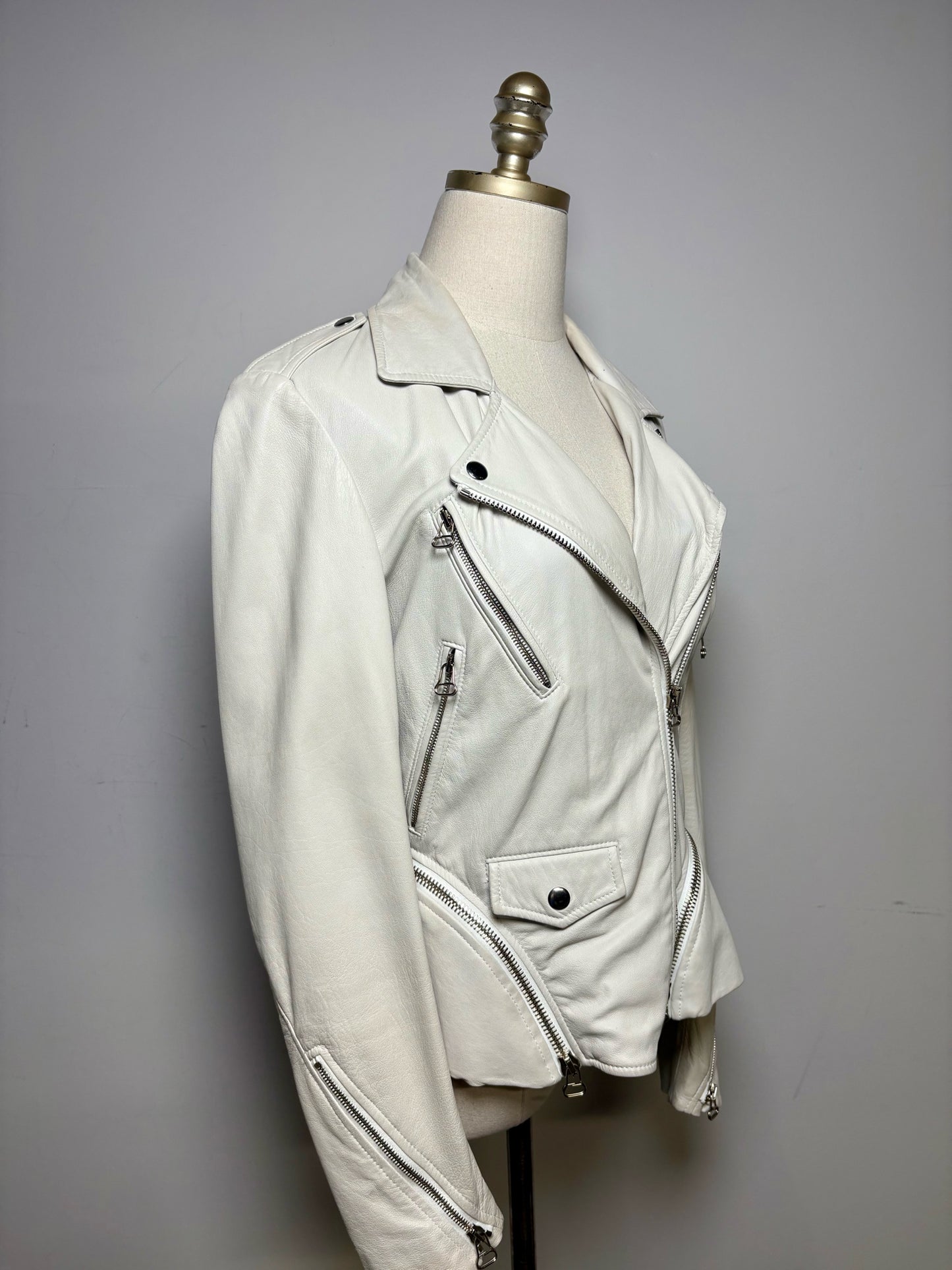 Women Size 2 3.1 Phillip Lim Bone Pure Leather Pre-Owned Moto Jacket