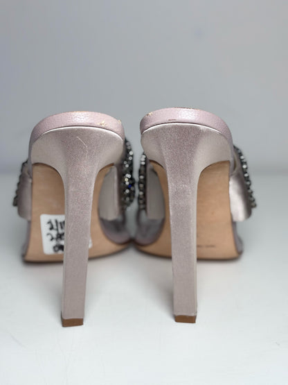 W Shoe Size 38 (7.5 - 8) Manolo Blahnik Skyscan Model Mauve Leather Heels, Pre-owned