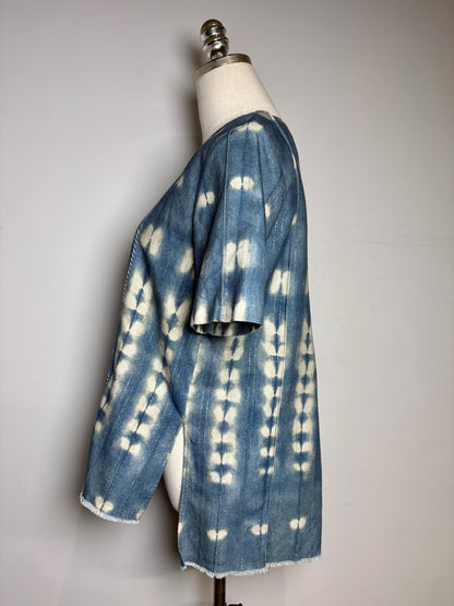 Women Size 4 Adam Lippes Blue Tie-dyed Cotton Pre-owned, NWT Shirt