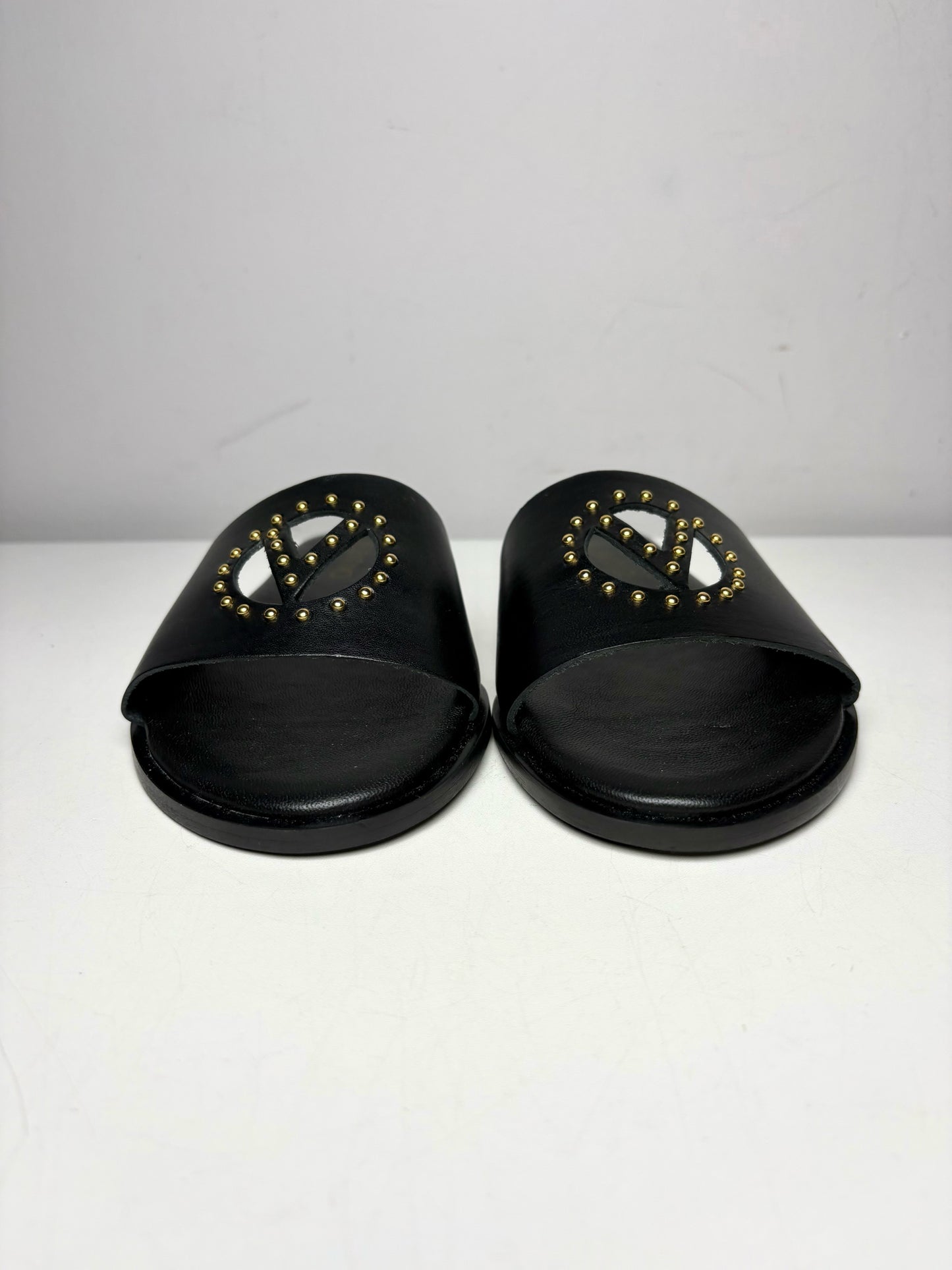W Shoe Size 8 Mario Valentino Black Leather Cowhide Women's Sandals
