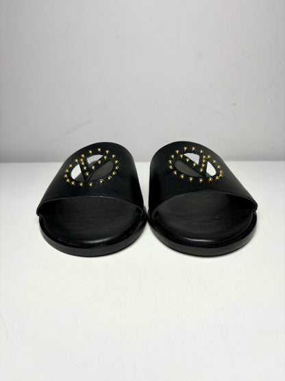 W Shoe Size 8 Mario Valentino Black Leather Cowhide Women's Sandals