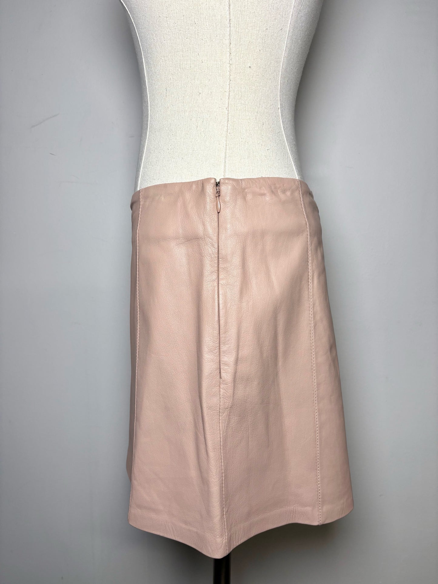 Women Size S Alexander Wang Dusty Pink Solid Leather Pre-owned Skirt