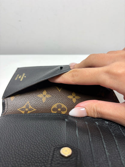 Louis Vuitton Pallas Compact Brown Monogram Canvas & Black Leather Pre-Owned Wallet