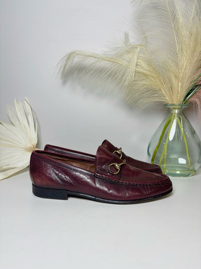 Brand Gucci Burgundy Leather Solid Size 10 Cowhide Men's Shoes