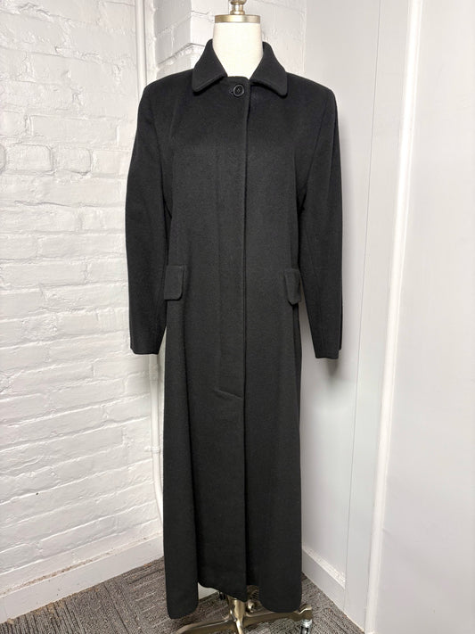Women Size 6P Albert Nipon Black Solid Cashmere, Wool Coat