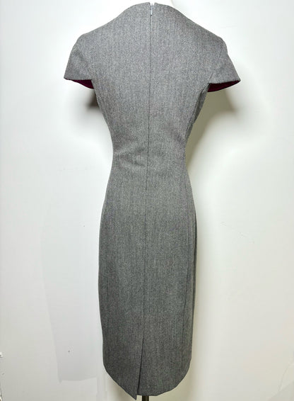 Women Size M Ports 1961 Charcoal Tweed Wool Sheath Dress