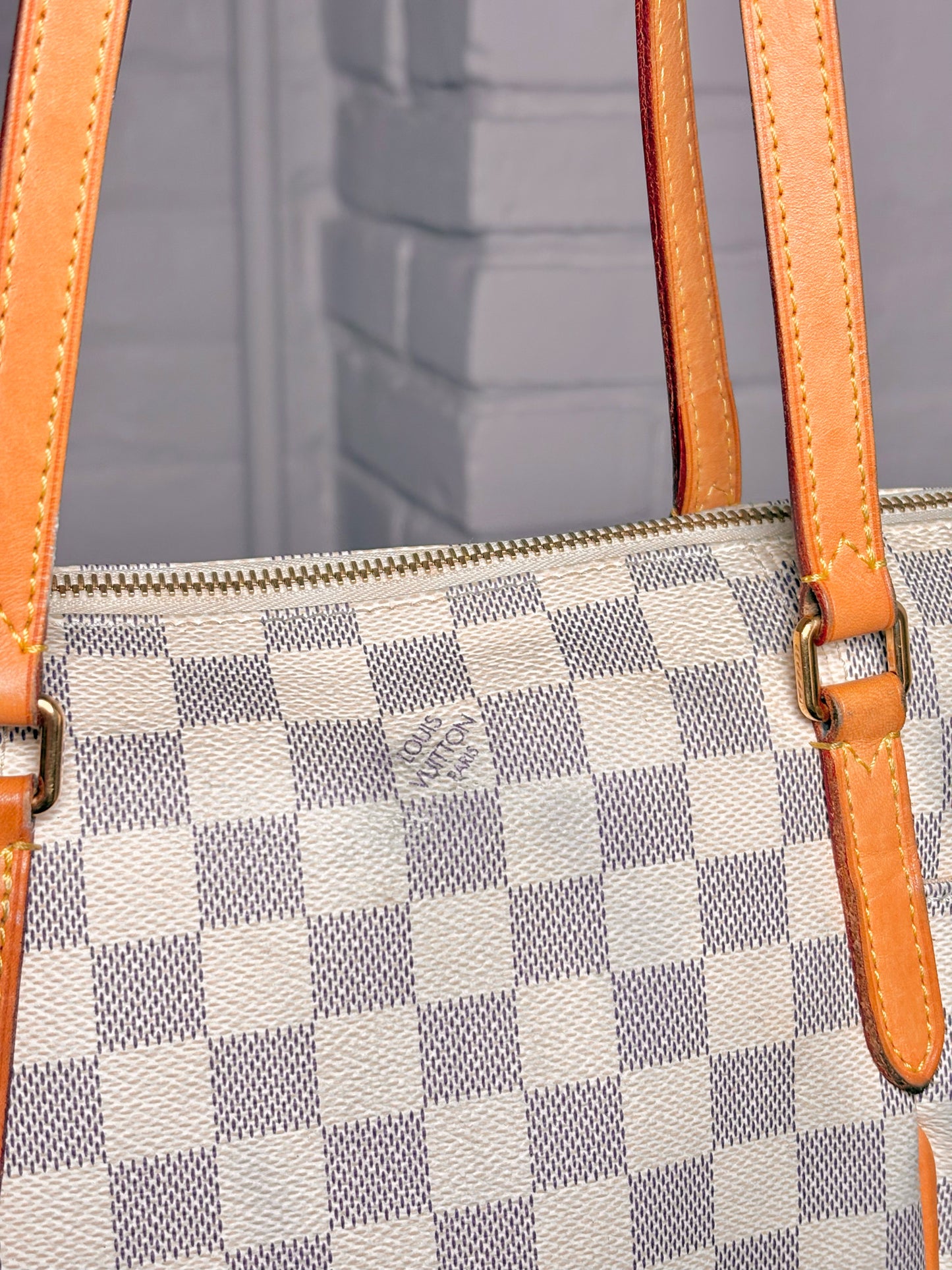 Louis Vuitton Totally Damier Coated Canvas Cream Damier Azur PM Tote