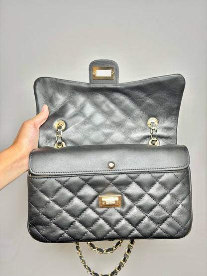 No Label Solid Leather Black Cowhide Flap Purse