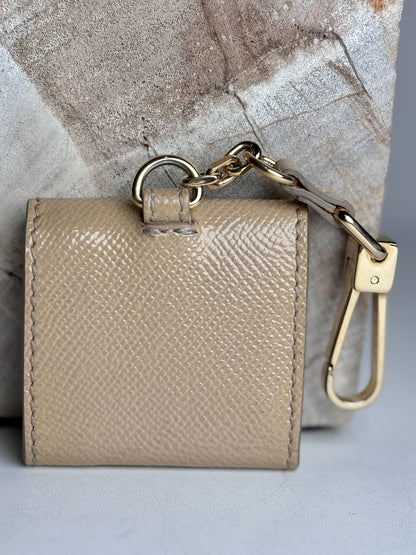 Burberry Patent Leather Mini Wallet Tri-fold Khaki Keychain