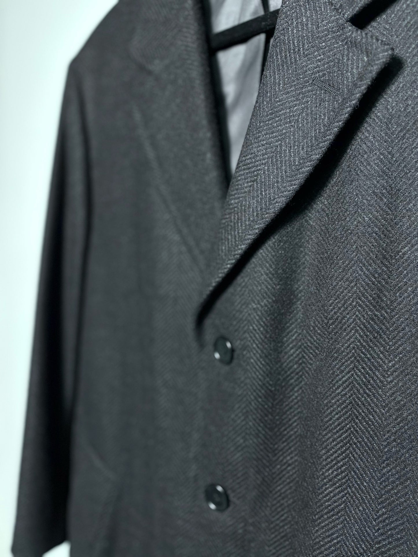 Canali Charcoal 90% Wool 10% Cashmere Chevron Men's Mens Size 50R Coat