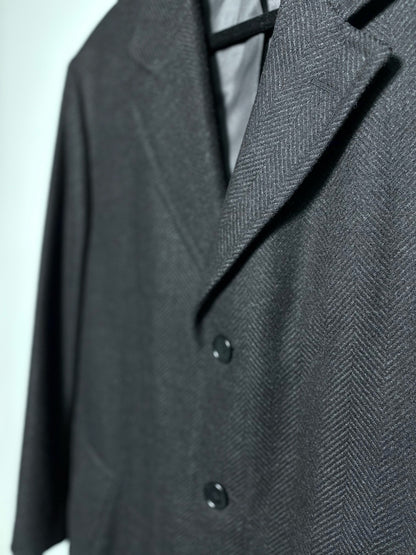 Canali Charcoal 90% Wool 10% Cashmere Chevron Men's Mens Size 50R Coat