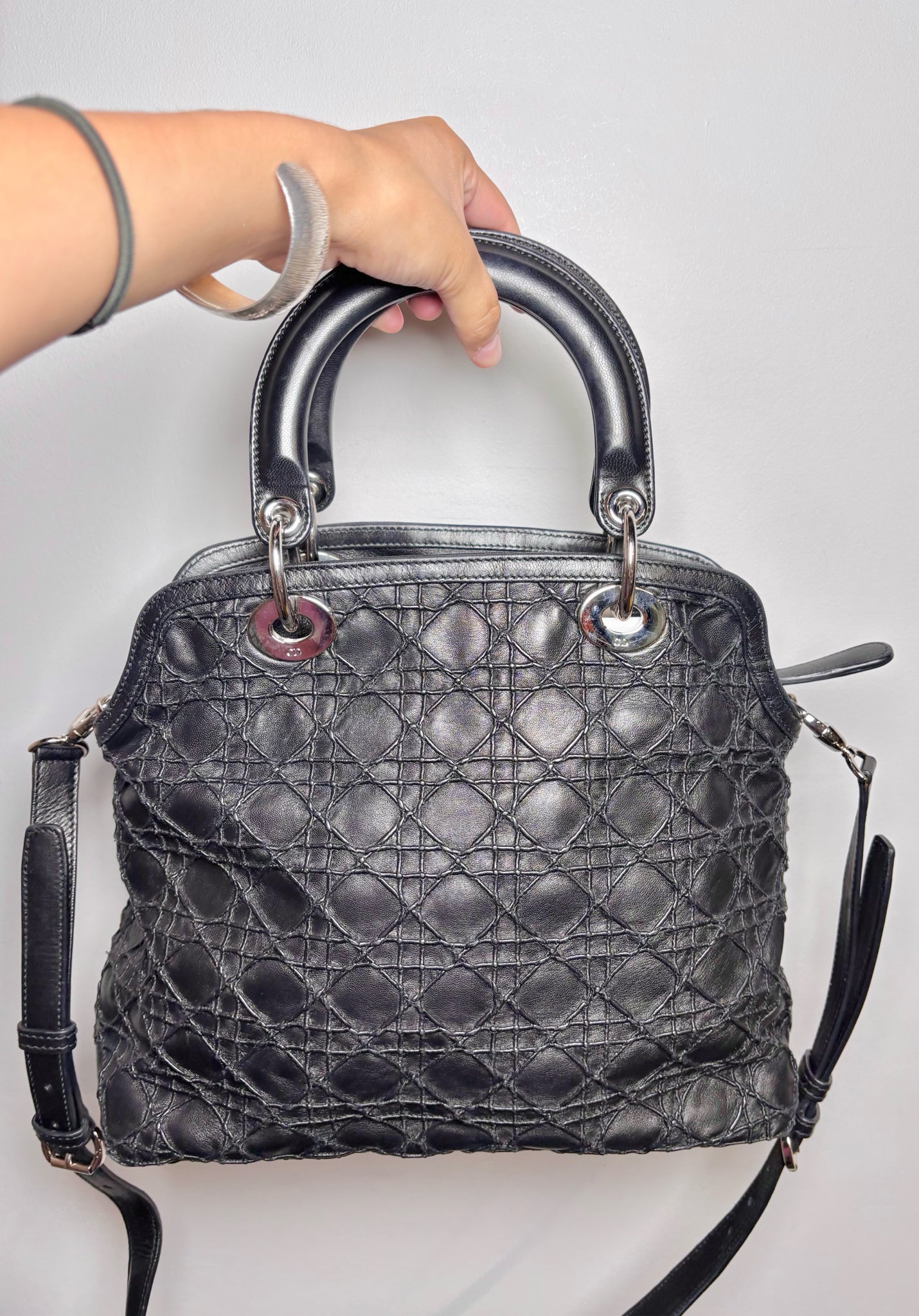 Christian Dior Cannage Stitch Granville Two Handles Satchel