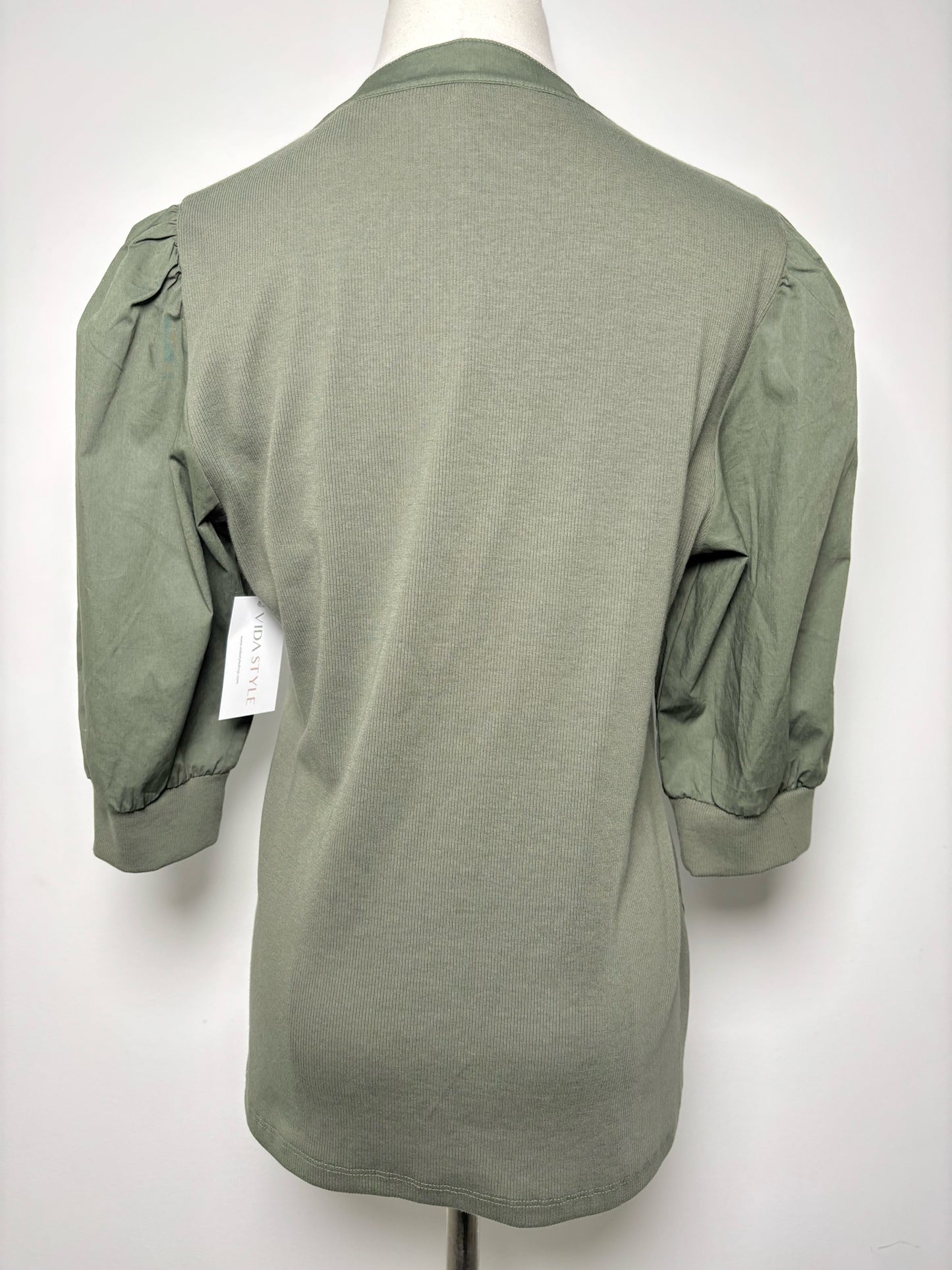 Women Size L Veronica Beard Army Green Solid Pima Cotton, Spandex NWT Shirt
