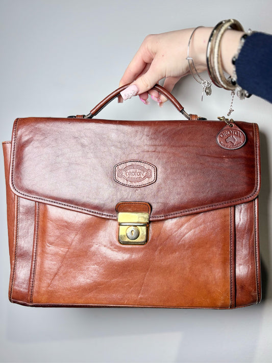 Men's Oroton  Leather Cognac Small Briefase