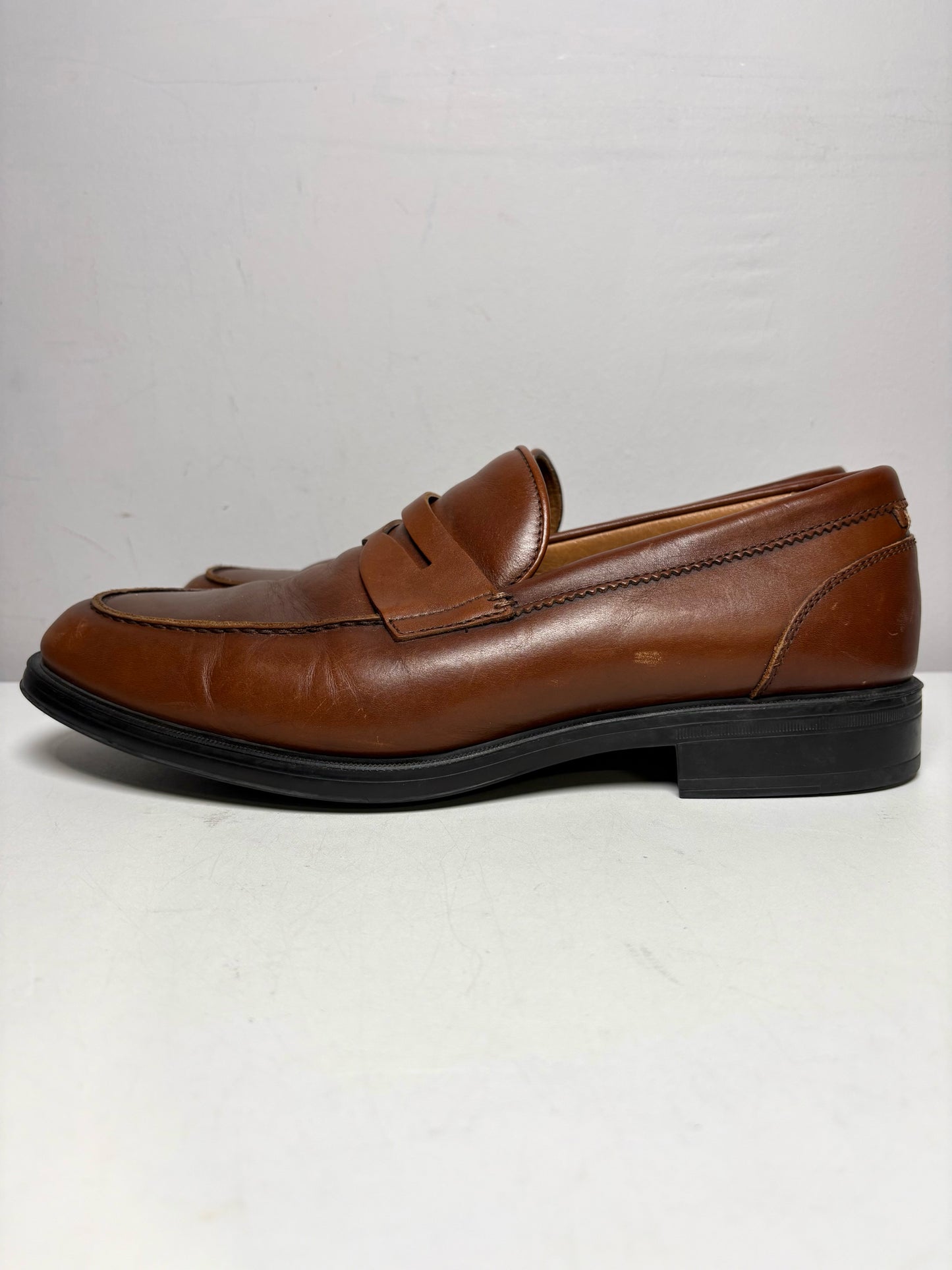 Men's Size 13 Aquaitalia Brown Leather Classic Pre-Owned Penny Loafers