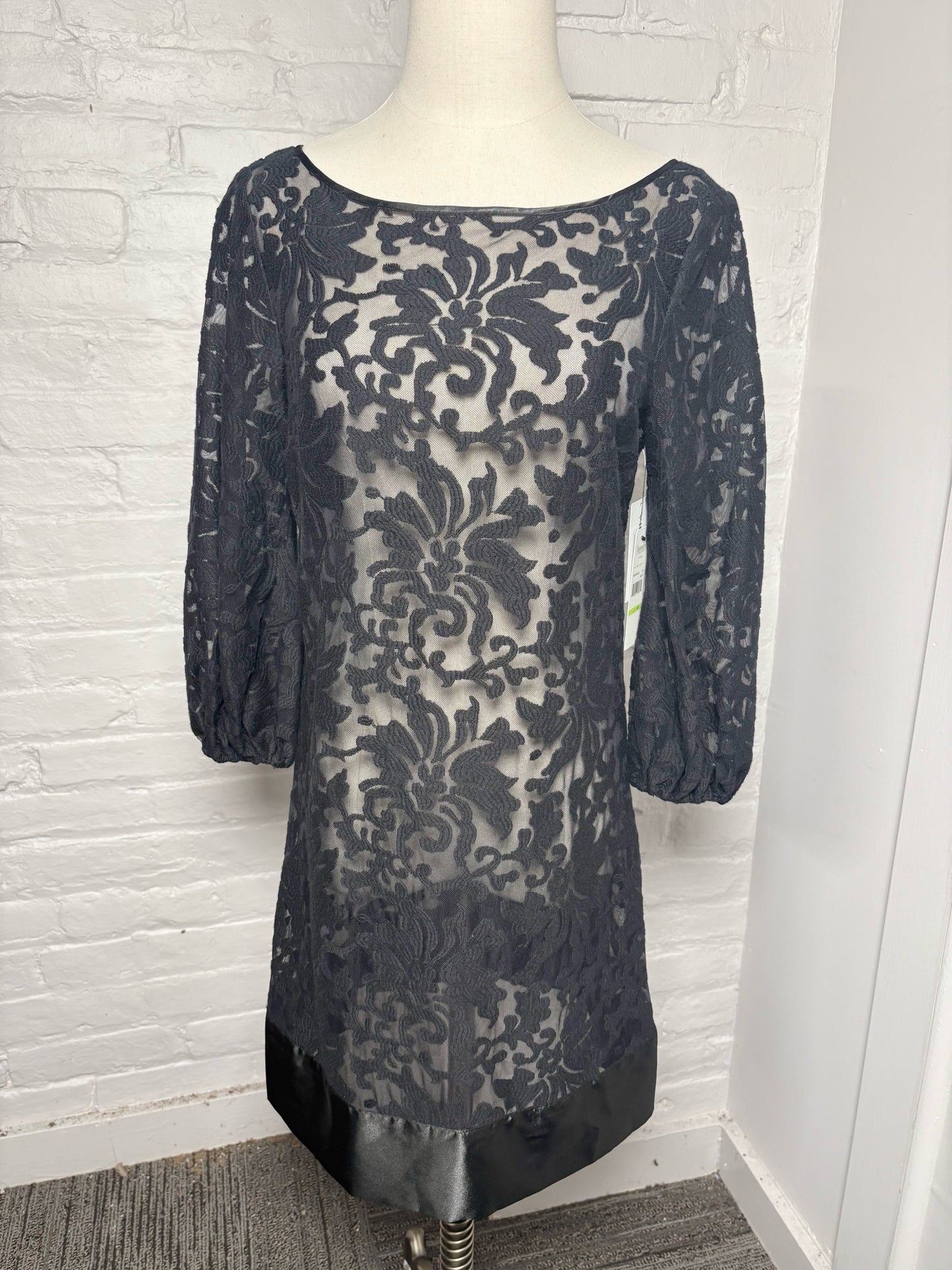 Women Size 4 Laundry by Shelli Segal Black Lace Polyester Not Vintage Dress