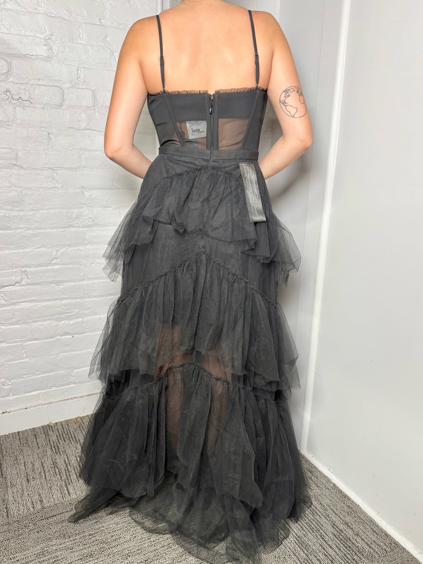 Women Size 10 BCBG Black Tulle Tiered NWT Gown