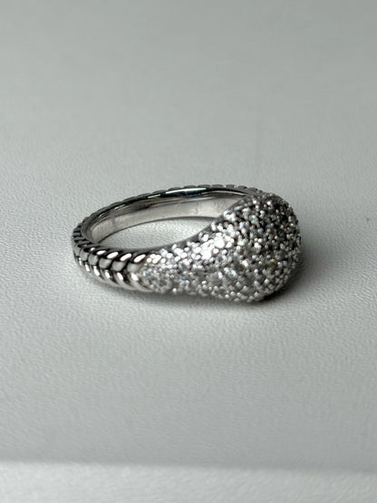David Yurman Chevron Pinky 18K White Gold Pinky Ring