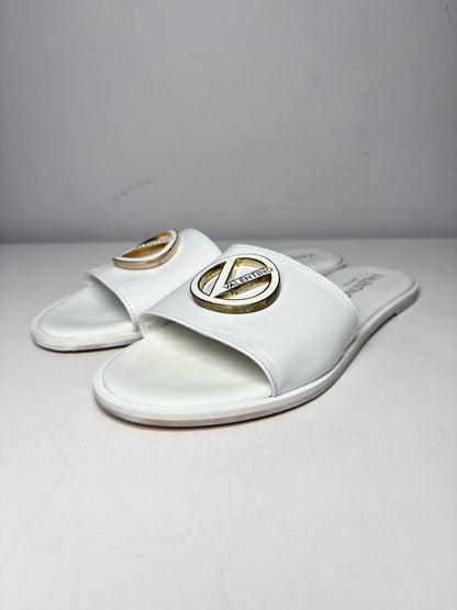 W Shoe Size 8 Mario Valentino White Leather Cowhide Women's Sandals
