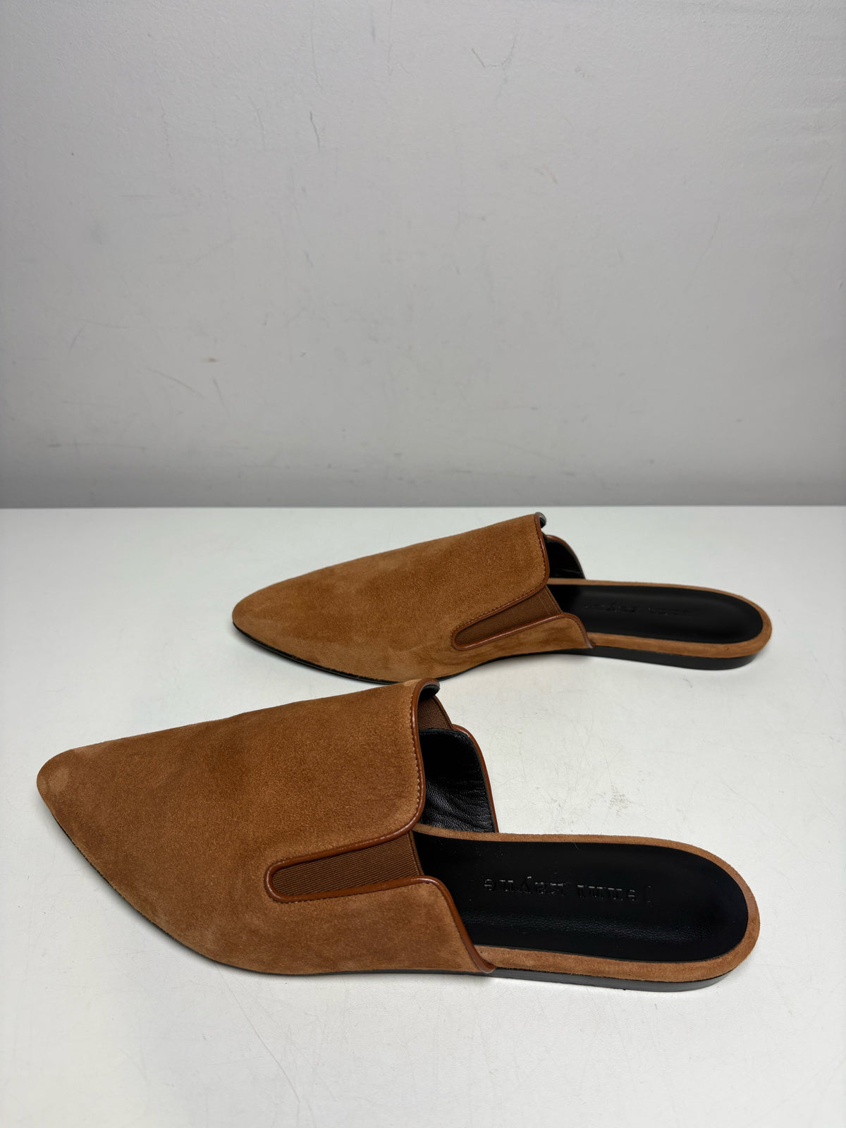 Women's Shoe Size 38 (US 8) Jenni Kayne Clara Mule Cognac Suede Leather Pre-Owned Slip-Ons