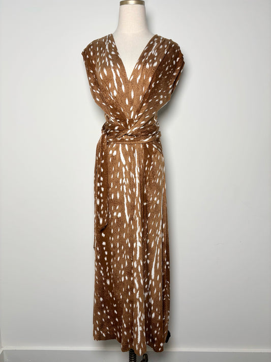 Women Size M Diane Von Furstenberg Brown, Cream Abstract Print Midi Dress