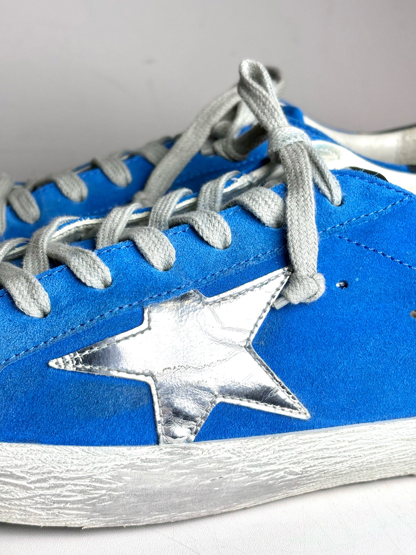 W Shoe Size 41 Golden Goose Blue Suede Silver Star Pre-owned Sneakers